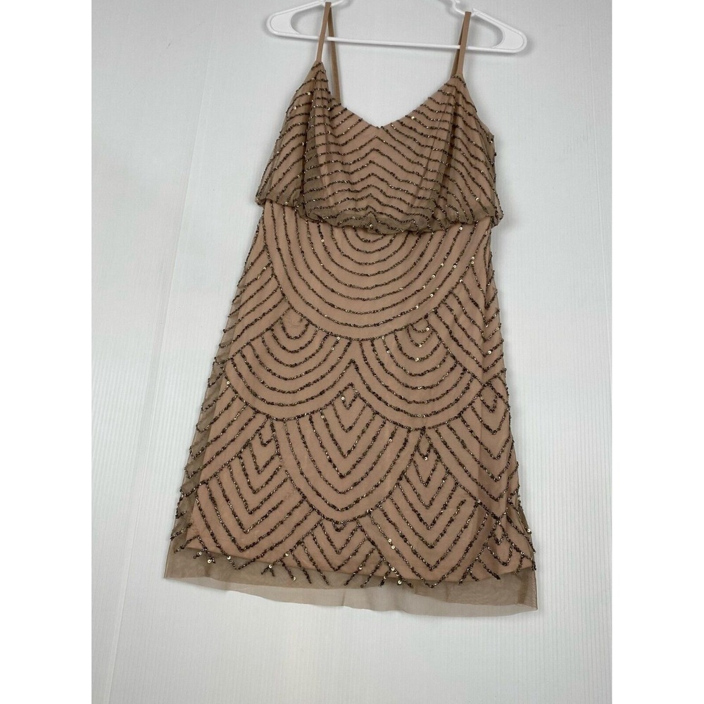 Adrianna Papell Women's size 6 Casual Sequin Mesh Mini Dress.Party - Picture 2 of 16